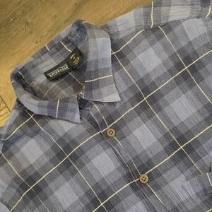 Patagonia Shirt Mens M Blue Plaid Organic Cotton Camp Button Front Lightweight